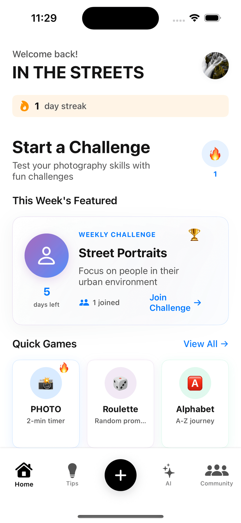 In The Streets App Homepage