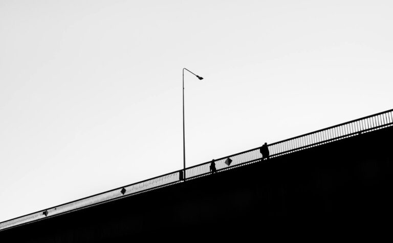 silhouette of man near railing
