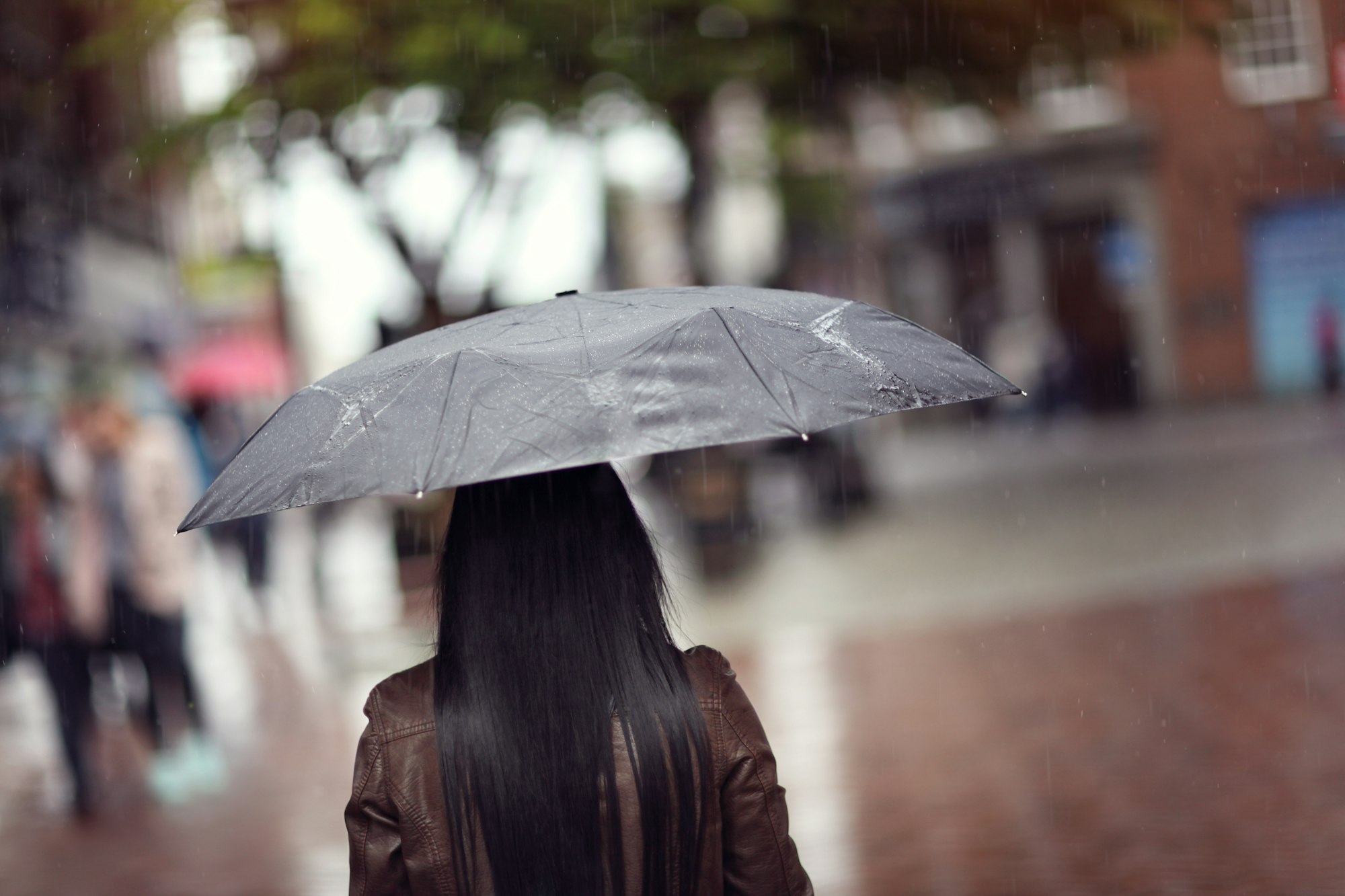Rain on umbrella